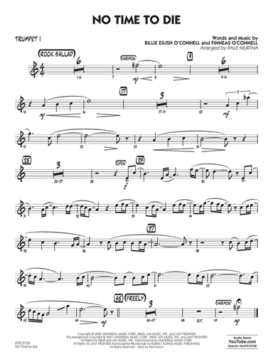 No Time to Die (from No Time To Die) (arr. Paul Murtha) - Trumpet 1