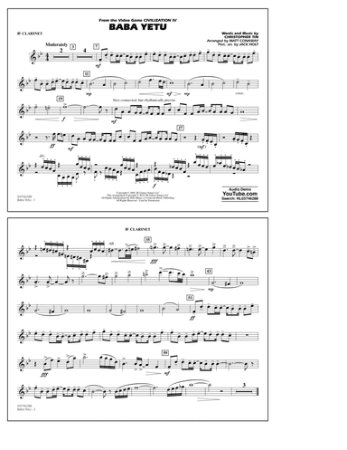 Baba Yetu (from Civilization IV) (arr. Matt Conaway) - Bb Clarinet