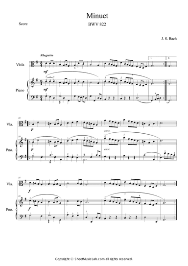 Minuet BWV 822