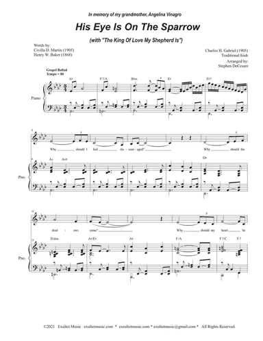 His Eye Is On The Sparrow (with "The King Of Love My Shepherd Is") (Unison choir)