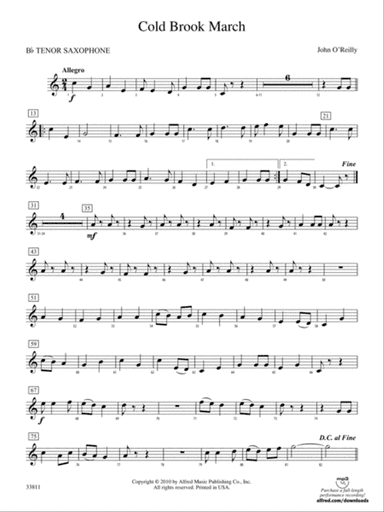 Cold Brook March: B-flat Tenor Saxophone