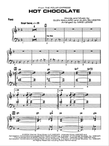 Hot Chocolate (from The Polar Express): Piano Accompaniment