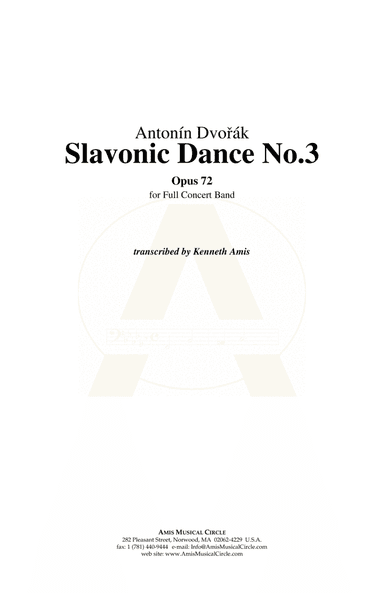 Slavonic Dance No.3, Op.72 - CONDUCTOR'S SCORE ONLY