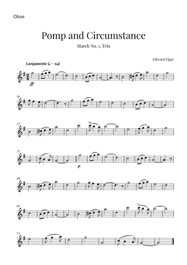 Edward Elgar - Pomp and Circumstance (for Oboe solo)