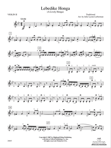 Lebedike Honga (A Lively Honga): 2nd Violin