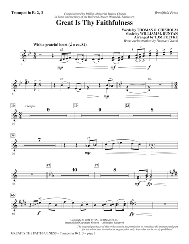 Great Is Thy Faithfulness (arr. Tom Fettke) - Bb Trumpet 2,3