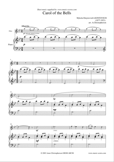 Carol of the Bells - Oboe and Piano
