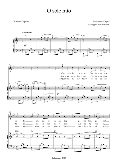 O Sole Mio (Eduardo di Capua) - Bb Major Chords