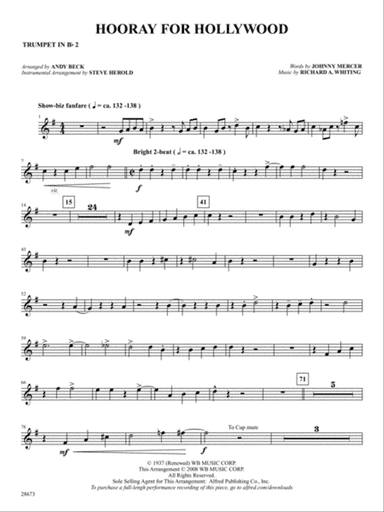 Hooray for Hollywood: 2nd B-flat Trumpet