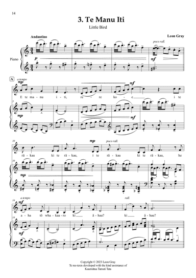 Te Manu Iti (No 3. from "Waiata Reorua mō te Rangatahi (Bilingual Songs for Young People)".