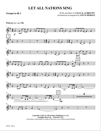 Let All Nations Sing: 3rd B-flat Trumpet