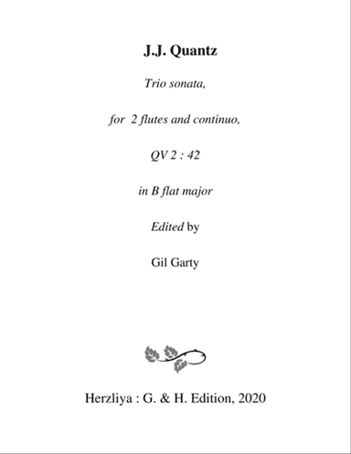 Trio sonata QV 2 : 42 for 2 flutes and continuo in B flat major