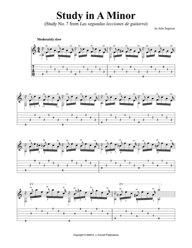 Study in A Minor (Study No. 7 from Las segundas lecciones de guitarra)