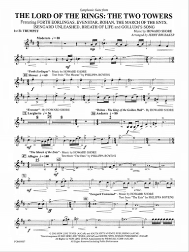 The Lord of the Rings: The Two Towers, Symphonic Suite from: 1st B-flat Trumpet