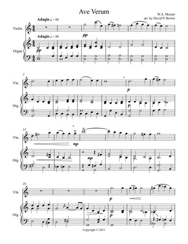 Ave Verum for Solo Violin and Organ