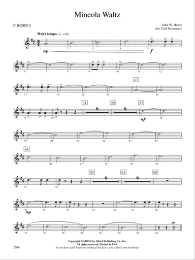 Mineola Waltz: 1st F Horn