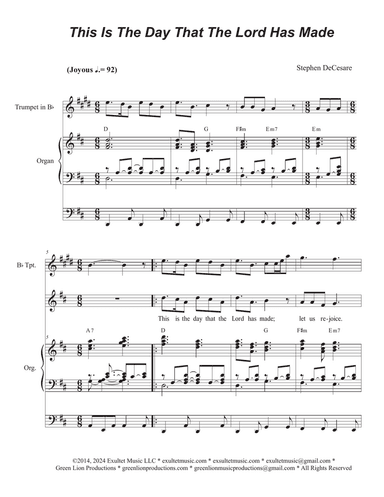 This Is The Day That The Lord Has Made (Unison choir)