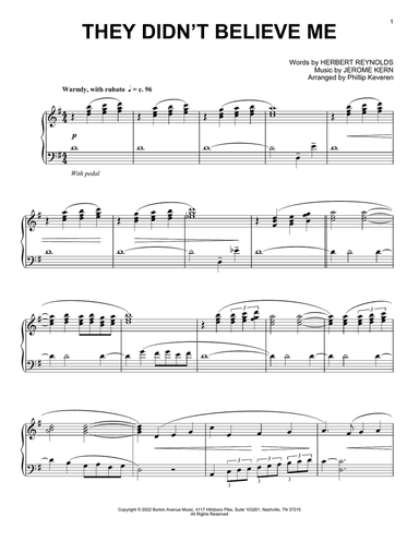 They Didn't Believe Me (arr. Phillip Keveren)