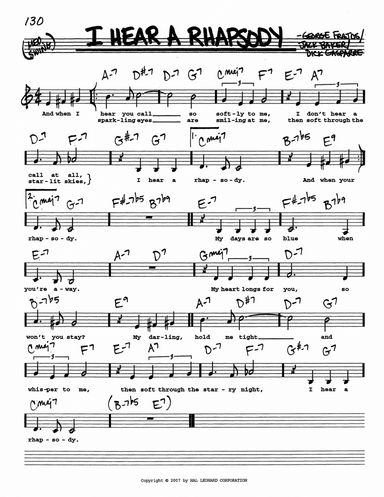 I Hear A Rhapsody (Low Voice)