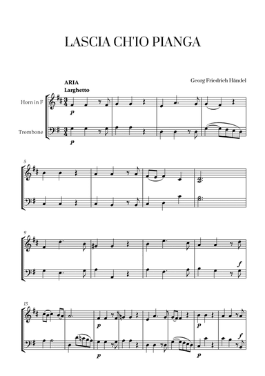 Haendel - Lascia ch’io pianga for French Horn and Trombone
