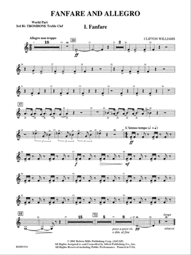 Fanfare and Allegro: (wp) 3rd B-flat Trombone T.C.