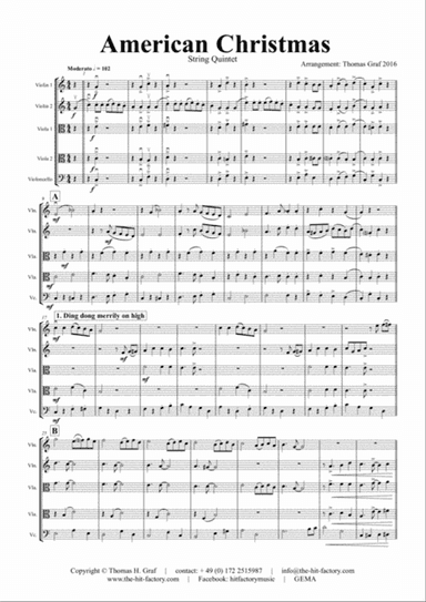 American Christmas - Mash up Rondo of best Christmas Songs - String Quintet