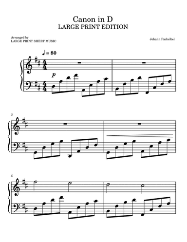 Pachelbel's Canon in D • LARGE PRINT EDITION • Wedding Music