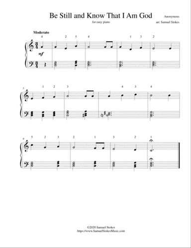 Be Still and Know That I Am God - for easy piano