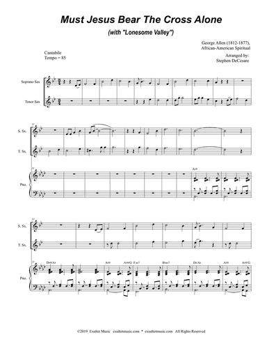 Must Jesus Bear The Cross Alone (with "Lonesome Valley") (Duet for Soprano and Tenor Saxophone)