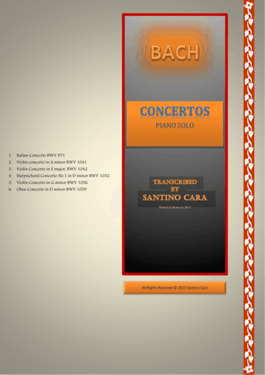 Six Bach's orchestral concertos for piano