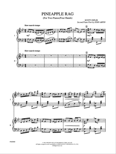 Pineapple Rag - Piano Duo (2 Pianos, 4 Hands)