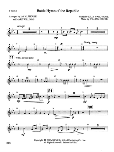 Battle Hymn of the Republic: 1st F Horn