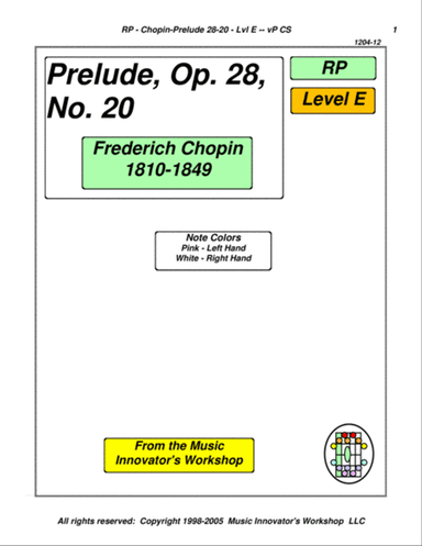 Chopin - Prelude, Opus 28, No. 20 - (Key Map Tablature)