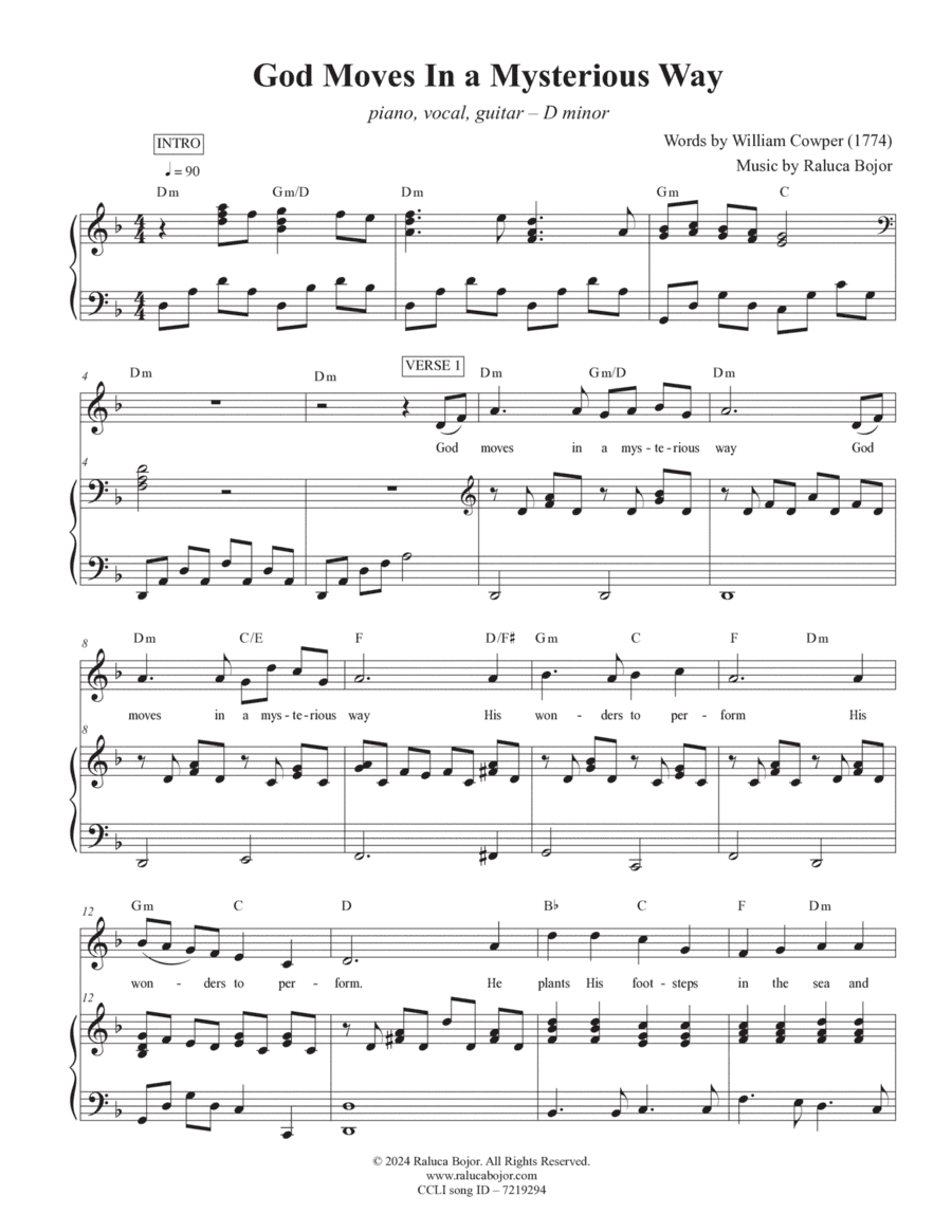 God Moves In a Mysterious Way (new melody)