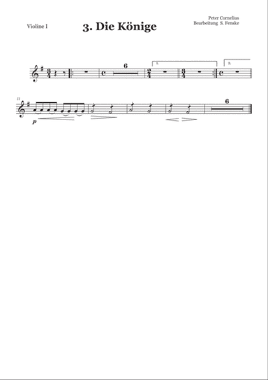 Peter Cornelius Weihnachtslieder - 3. Die Könige - Violine 1