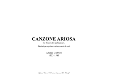 CANZONE ARIOSA - A. Gabrieli - For Organ