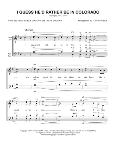 I Guess He'd Rather Be In Colorado