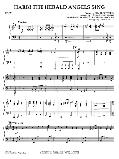 Hark! The Herald Angels Sing (arr. Ted Ricketts) - Piano
