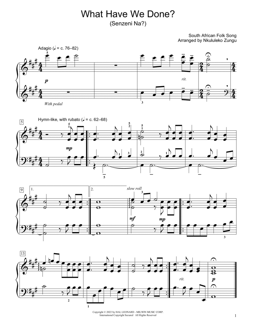 What Have We Done? (Senzeni Na?) (arr. Nkululeko Zungu)