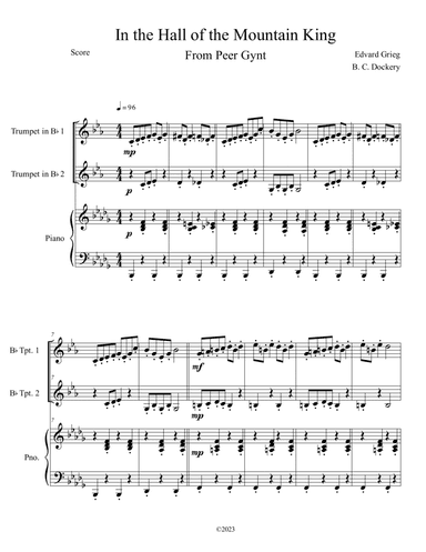 In the Hall of the Mountain King (Trumpet Duet with Piano Accompaniment)