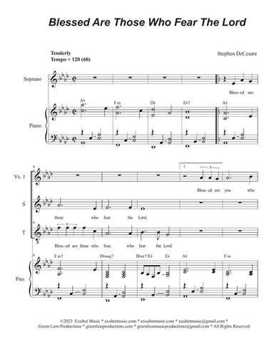 Blessed Are Those Who Fear The Lord (Duet for Soprano and Tenor solo)
