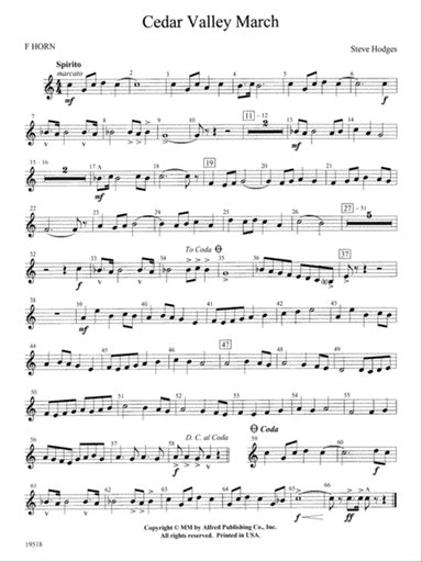 Cedar Valley March: 1st F Horn