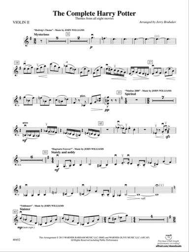 The Complete Harry Potter: 2nd Violin