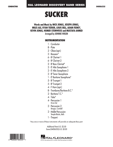 Sucker (arr. Johnnie Vinson) - Conductor Score (Full Score)