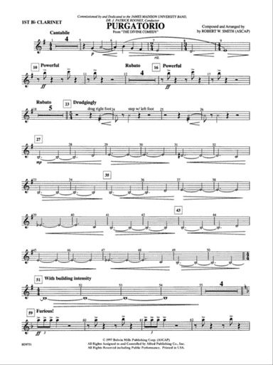 Purgatorio (from The Divine Comedy): 1st B-flat Clarinet