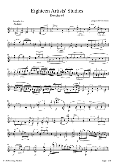 Mazas 75 Melodious & Progressive Studies Op 36, Book 3, No.63