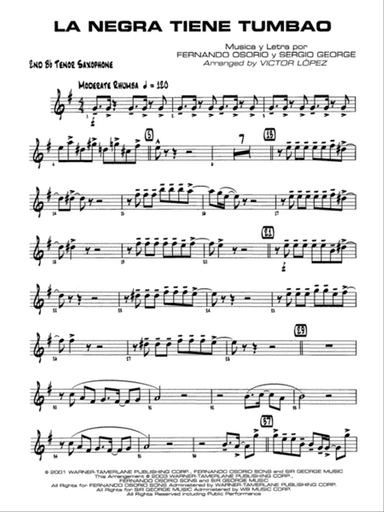 La Negra Tiene Tumbao: 2nd B-flat Tenor Saxophone