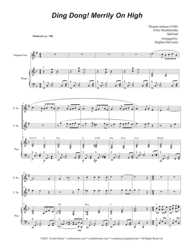 Ding Dong! Merrily On High (Duet for Soprano and Tenor Saxophone)