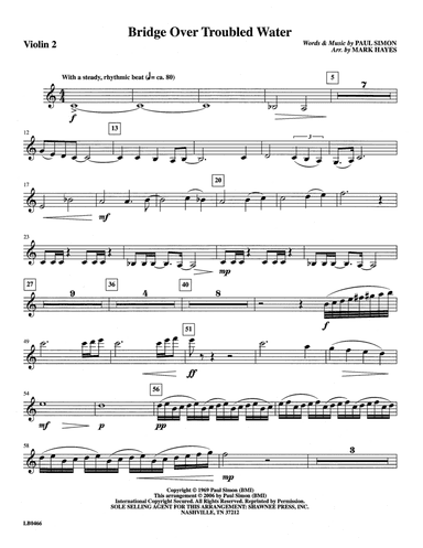 Bridge Over Troubled Water (arr. Mark Hayes) - Violin 2