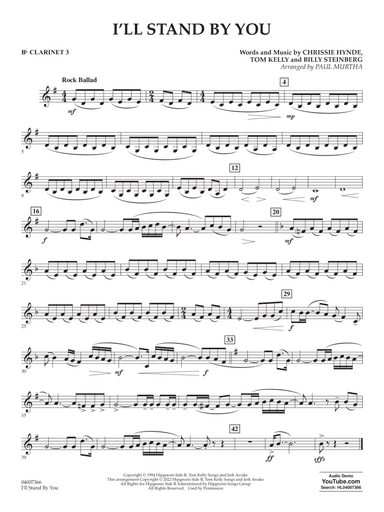 I'll Stand By You (arr. Paul Murtha) - Bb Clarinet 3
